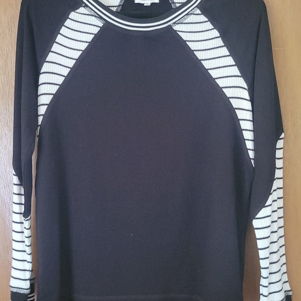 Maurices Black and White Striped Raglan Top